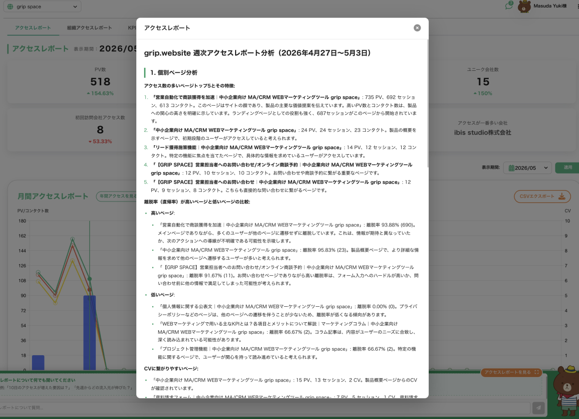 AIレポート自動作成ダッシュボード